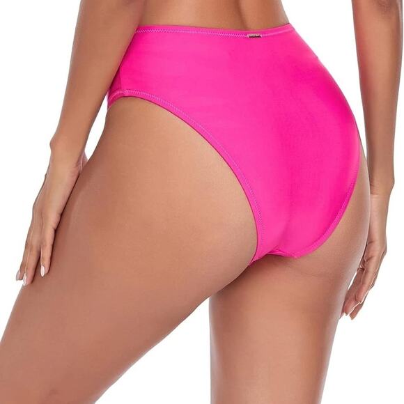 RELLECIGA Large Hot Pink High Cut Cheeky Bikini Bottom Barbie Core NEW - Picture 2 of 9